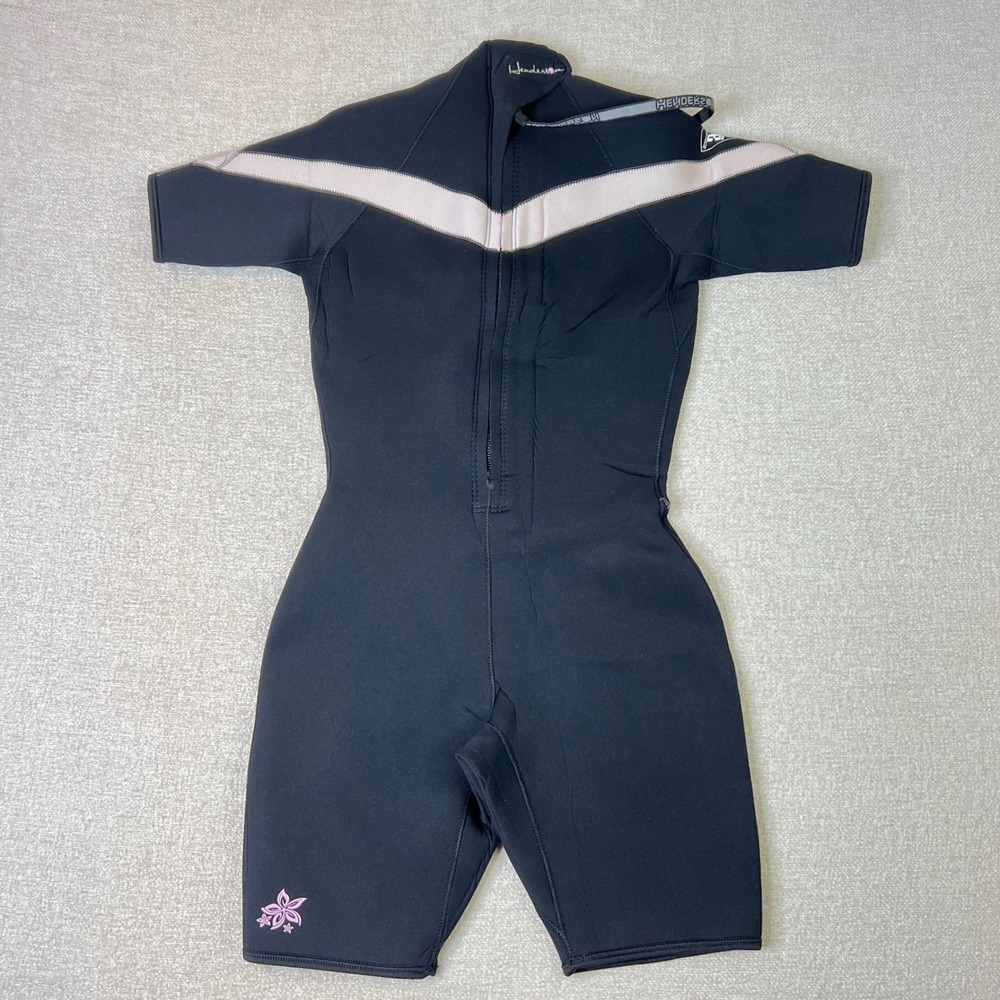 Henderson Aquatics Thermoprene Womens Shorty Wetsuit Size 8 Black Pink Zip 3mm